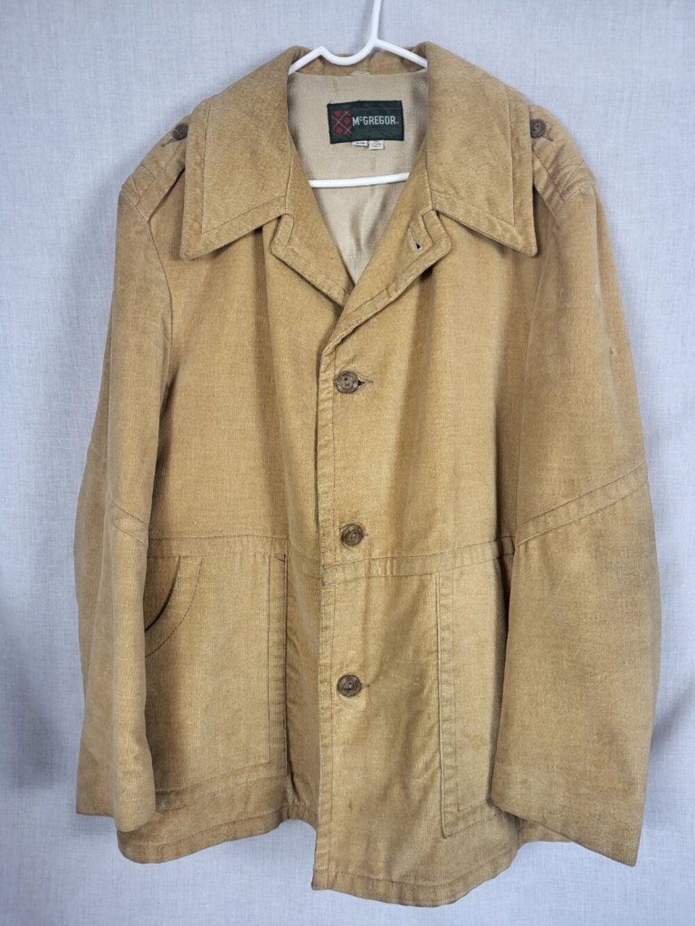 Vtg McGregor Coat Mens Sz 50 Faux Suede/ Corduroy Silk Lined Rancher Farm 2x-3x